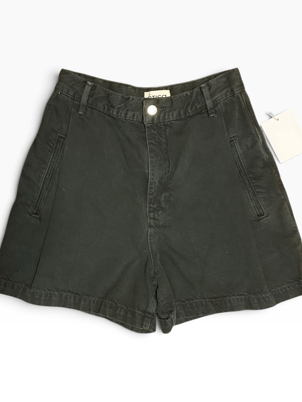 Ética Max Pleated High Waist Denim Shorts
